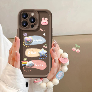 Dễ Thương 3D Thỏ Hoa Với Vòng Đeo Tay Chuỗi Điện Thoại Di Động Trường Hợp Đối Với Iphone16 15 14 13 12 11 Pro Max TPU Bìa Bán Buôn Bán Hàng Nóng - Product Image 3