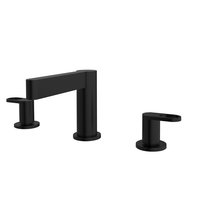 Robinet de lavabo de salle de bain contemporain en laiton massif de qualité commerciale, trois trous, double poignée, mitigeur eau chaude et froide, valve en céramique