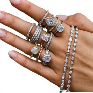 Juego de Joyería de Moissanita D-E VVS de Fábrica SMR, Anillo de Boda de Plata de Ley 925 con Baño de Rodio, Certificado GRA, Venta al Por Mayor - Product Image 3