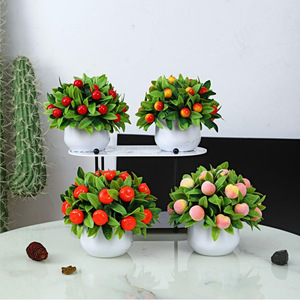 Ensemble de plantes artificielles <span class=keywords><strong>Fuyu</strong></span> Collection : oranges, pêches, fruits rouges et dorés porte-bonheur pour décorations du Nouvel An chinois - Product Image 1