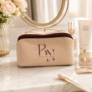 Fashion PU Leather Cosmetic Storage Bag with Handle Multi Compartment <b>Makeup</b> Organizer <b>Case</b> OEM ODM Custom Design Factory - Product Image 1