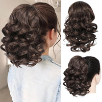 Extensions de cheveux naturels de marque propre, mélange HD européen et américain, queue de cheval à pince, courtes, bouclées, ondulées, volumineuses, non-Remy, 150%