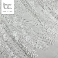 Tissus de broderie de luxe Europe et Amérique, broderie 3D, perles, paillettes, tulle français, dentelle de mariée