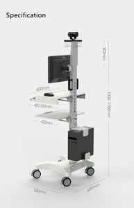 치과 진료소 병원 창고용 높이 조절 의료 카트 컴퓨터 트롤리 - Product Image 4