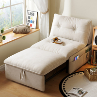 Canapé-lit simple entièrement ouvrable avec dossier réglable, dernier modèle moderne, canapé-lit escamotable 3-en-1 sans accoudoirs en tissu, ensemble de canapé-lit pliable
