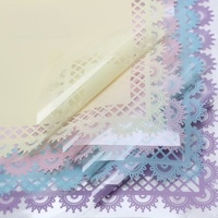 Papier d'emballage pour fleurs, cellophane OPP à bordure dentelle, imperméable, transparent, pour emballage de bouquets