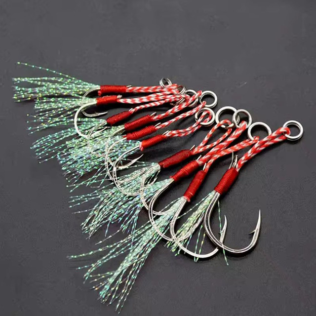 Carbon Steel Saltwater Jig Assist Single Hook Double Hooks Sea Fishing Jigging Hook
