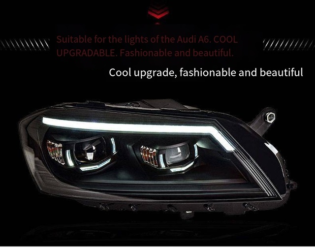 Headlight Assembly for 2011-2015 DRL Sequential Turn Signal Dual LED High Beam Lens 12V 6000K New