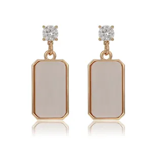BLE-1033 xuping wholesale acrylic earrings hot selling elegant gold cube shaped drop earrings