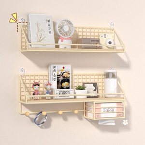Étagère murale rectangulaire à 2 niveaux, résistante à la rouille, panier suspendu pour dortoir, chambre à coucher, pour articles divers - Product Image 1