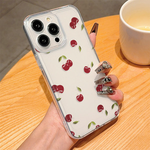 Cover per Cellulare Antiurto in TPU con Stampa Foglie Verdi e Ciliegie per <span class=keywords><strong>iPhone</strong></span> 8 X Xr Xs 11 <span class=keywords><strong>12</strong></span> 13 14 15 16 17 18 Pro Max - Product Image 3