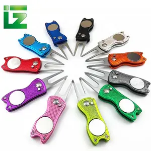 Factory Wholesale Bulk Golf Divot Tool Pitching Forks Golf Accessories Golf Green Fork With Steel Ball Marker