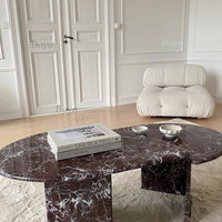 Meubles de salon, ensemble de tables basses modernes, base croisée, tables basses rondes imbriquées, table basse Rosso Levanto