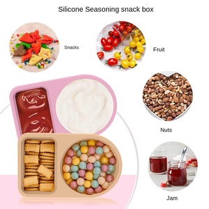 Contenants à collation portables à double compartiment, réutilisables, en silicone sans BPA, étanches, de qualité alimentaire, avec couvercles mini Snackle Box - Product Image 1