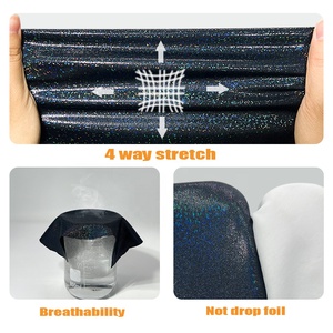 Nylon Spandex Métallique Effet <span class=keywords><strong>Verre</strong></span> Brisé Holographique Deluxe - Tissu Extensible pour Vêtements de Sport et Costumes - Product Image 4