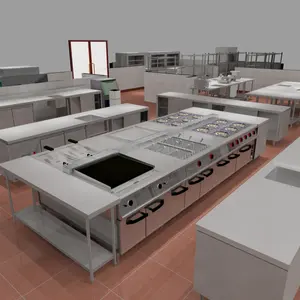 Equipamento de cozinha para hotel 4-5 estrelas, equipamento comercial para restaurantes, equipamento de cozinha industrial, conjunto completo de fornecimento