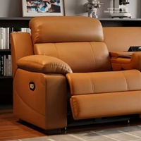 Canapé d'angle multifonctionnel de luxe en cuir PU, canapé électrique intelligent inclinable en forme de L avec table à gobelets