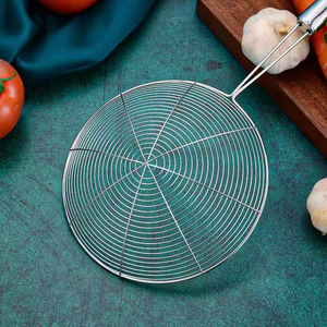 Stainless Steel Large Kitchenware Set Flat Bottom Colander Frying Strainer Flat Bottom Oil Soup Leak-Proof Metal <b>Utensils</b> - Product Image 4