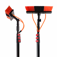 Kit de perche télescopique robuste en fibre de verre écologique non conductrice pour nettoyage de vitres, avec poignée de 6 m et brosse supportant une charge de 35 kg