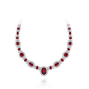 Ins vendita calda progetta <span class=keywords><strong>collana</strong></span> in argento 925 <span class=keywords><strong>rubino</strong></span> <span class=keywords><strong>rosso</strong></span> sintetico popolare europeo e americano di lusso - Product Image 1