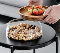 Bocal à bonbons en verre Transparent, conteneur de stockage de thé, réservoir de stockage des aliments Transparent avec couvercle en bois, usage domestique