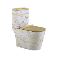 Nouvelle Conception Cuvette de WC en Céramique Dorée Monobloc Sanitaire à Chasse d'Eau Silencieuse Tornado