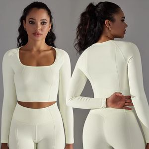 Camiseta deportiva ajustada de manga larga para <span class=keywords><strong>yoga</strong></span> para mujer, con almohadilla fija en el pecho, de secado rápido y transpirable - Product Image 2