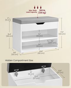 SENYU Modern White <b>Shoe</b> Rack <b>Bench</b> with 3 Shelves <b>Storage</b> Organizer <b>for</b> Entryway Home Furniture Minimalist Design Freestanding - Product Image 6