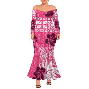 Polynesian elei Tribal Hibiscus Plumeria thiết kế tùy chỉnh thời trang hợp thời trang giản dị sexy Close-<span class=keywords><strong>Fitting</strong></span> người phụ nữ đuôi cá Ăn mặc - Product Image 5