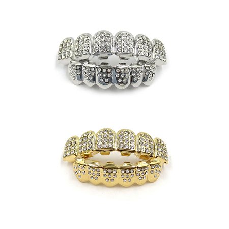 Настоящие алмазные хип-хоп Зубные коронки верхнее дно муассанитовые грили стоматологические рот Панк зубы рэпер ювелирные изделия