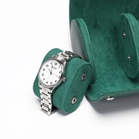 Étui à montres de luxe en cuir PU, matériaux recyclés, doublure en faux daim, forme ovale, fermeture à bouton, résistant à l'eau, durable