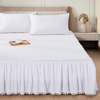 Set Sprei Putih Anti Kusut dengan Rumbai Elastis untuk Hotel, Cocok untuk Bulan Madu dan Penggunaan di Rumah