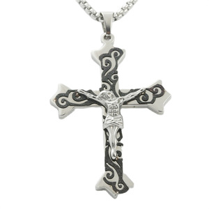 yunnique Men's Two Tone Gold And Silver Cross Pendant With Jesus Christ Design For Everyday Wear Stainless Steel Necklace 120177 - Product Image 5