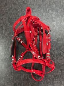 Ensemble de harnais de conduite pour cheval en PVC rouge avec collier et laisse - Product Image 4