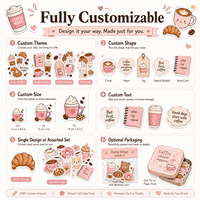 Autocollants personnalisés sur le thème du café, découpés à la forme, pour journalisation, scrapbooking, étiquettes de planificateur, autocollants décoratifs mignons pour agenda et loisirs créatifs