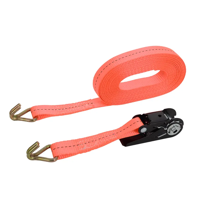 Competitive Price Cheap Yellow 1 Inch Tie Down Ratchet Straps With Flat Hook