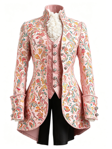 Chaqueta de frac victoriana para mujer, brocada, formal, en lavanda y fucsia - Product Image 5