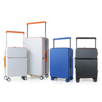 Nouvelle conception, style tout aluminium, bagages de voyage avec bagages à roulettes larges, entièrement en PC, avec siège