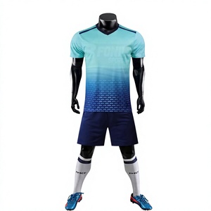 Conjunto de Camiseta de Fútbol con Cuello en V para Hombre, Color Degradado, Sublimada, Poliéster, Manga Corta, Transpirable, para Todas las Temporadas, Corte Regular - Product Image 1