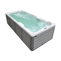 Baignoire extérieure moderne en acrylique pour 4 personnes, spa à glace, bain à remous avec jets turbo, lumières LED, garantie 5 ans pour une récupération rapide après l'exercice