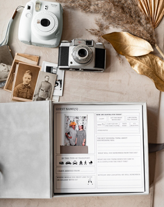 Livre d'or personnalisé de luxe pour la mariée et le marié, boîte cadeau en velours gris, feuilles de jeux de mots pour mariage, boîtes de conseils de mariage avec ruban - Product Image 2