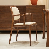 Chaise de salle à manger moderne en bois massif de noyer noir d'Amérique du Nord avec dossier en cuir véritable, design fauteuil pour la salle à manger à domicile
