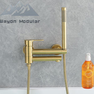 Set Doccia e <span class=keywords><strong>Rubinetto</strong></span> Alto di Lusso Wayon in Rame Dorato per Progetti Alberghieri - Product Image 2