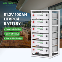 Batterie LiFePO4 GSL ENERGY 5kwh 10kw 48V avec BMS intelligent, capacité 100Ah 200Ah 280Ah, pour système solaire domestique, montage en rack, MSDS