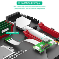 NGFF M.2 Key A/E ke PCI-E Express 1X + Kartu Riser USB dengan Kabel FPC Aluminium Foil Pelindung EMI