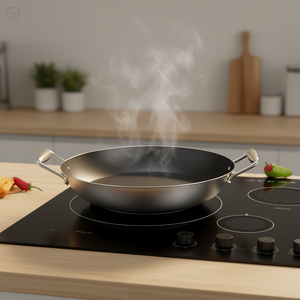 Wok de Acero Inoxidable de 34 cm con Doble Asa, Interior Antiadherente, Apto para Cocina de Inducción, Sartén Redonda, Juego de Utensilios de Cocina - Product Image 2