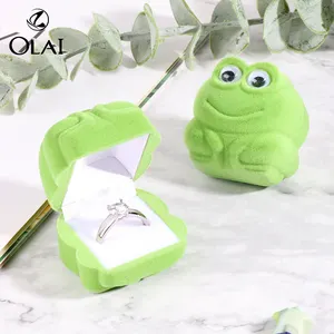 Olai Stock Cartoon Frog Flocking Velvet Gift Gift Ring Stud Jewelry Box Packaging