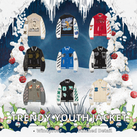 Blouson Bomber Unisexe Tendance pour Jeunes, Coupe-Vent, Lettres Brodées, Extérieur Cuir et Coton, Col Montant, Hiver, Style Urbain