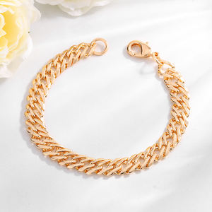 Bracelet chaîne hip-hop vintage Tianamo en laiton plaqué or, maille <span class=keywords><strong>gourmette</strong></span> avec pierre naturelle taille Asscher et sertissage <span class=keywords><strong>papillon</strong></span> pour femme - Product Image 4