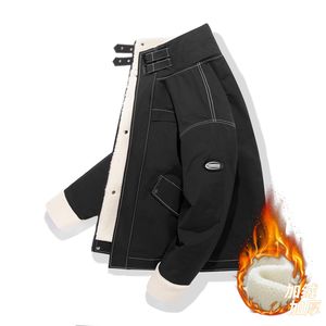 Chaqueta de hombre con logotipo personalizado, acolchada con algodón grueso, cuello vertical, forro de cachemira, combinación de colores. - Product Image 3